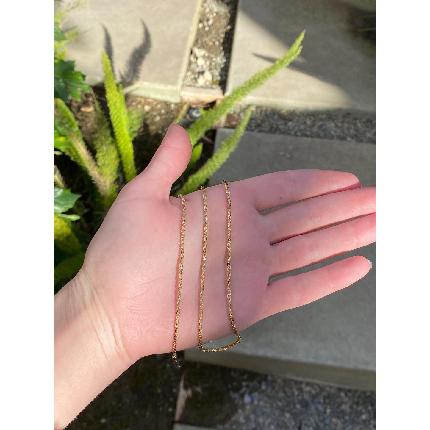 Vintage Solid 14k Yellow Gold Twist Chain Necklace - 16 inches