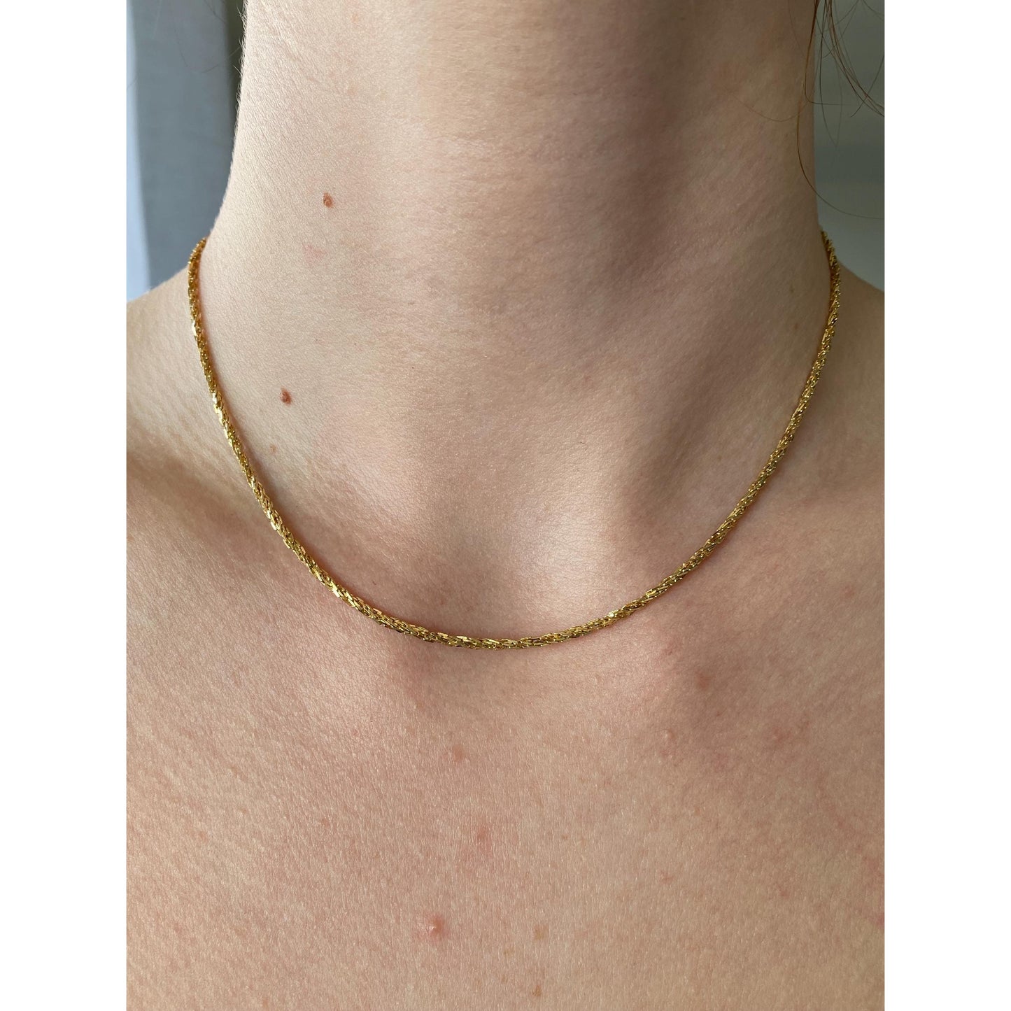 Vintage Solid 14k Yellow Gold Twist Chain Necklace - 16 inches