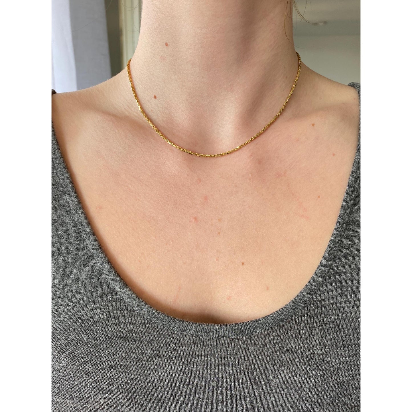 Vintage Solid 14k Yellow Gold Twist Chain Necklace - 16 inches