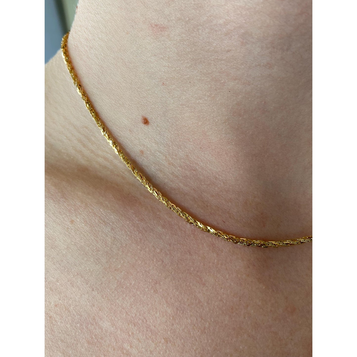 Vintage Solid 14k Yellow Gold Twist Chain Necklace - 16 inches