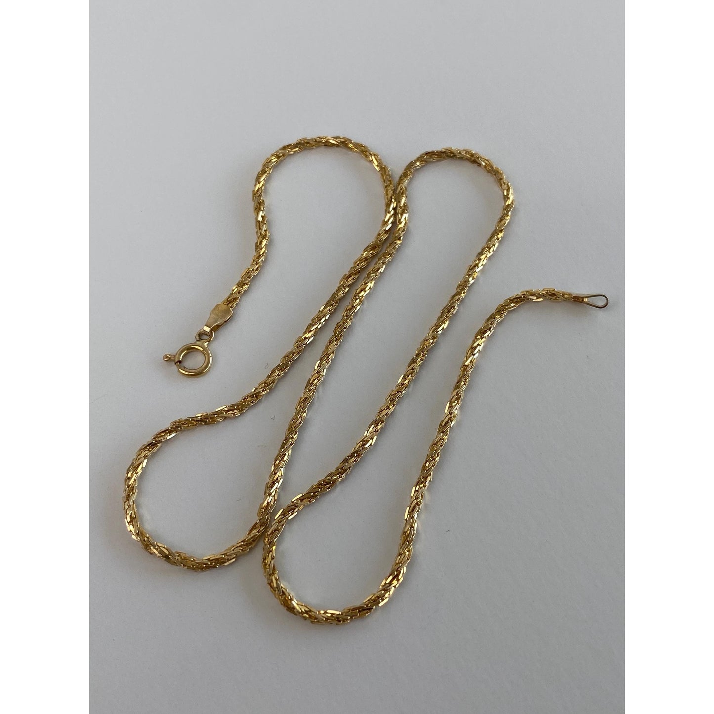 Vintage Solid 14k Yellow Gold Twist Chain Necklace - 16 inches