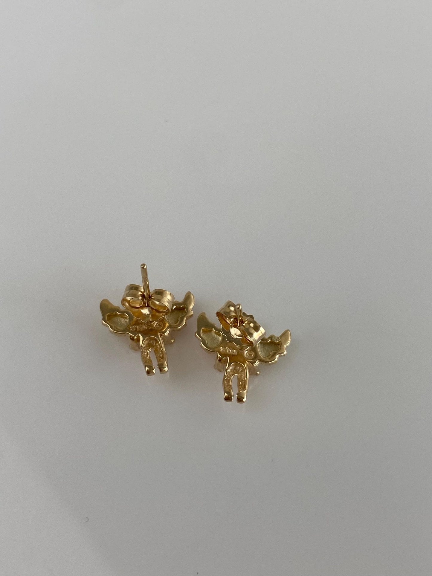 Vintage Solid 10k Black Hills Gold Cupid Stud Earrings