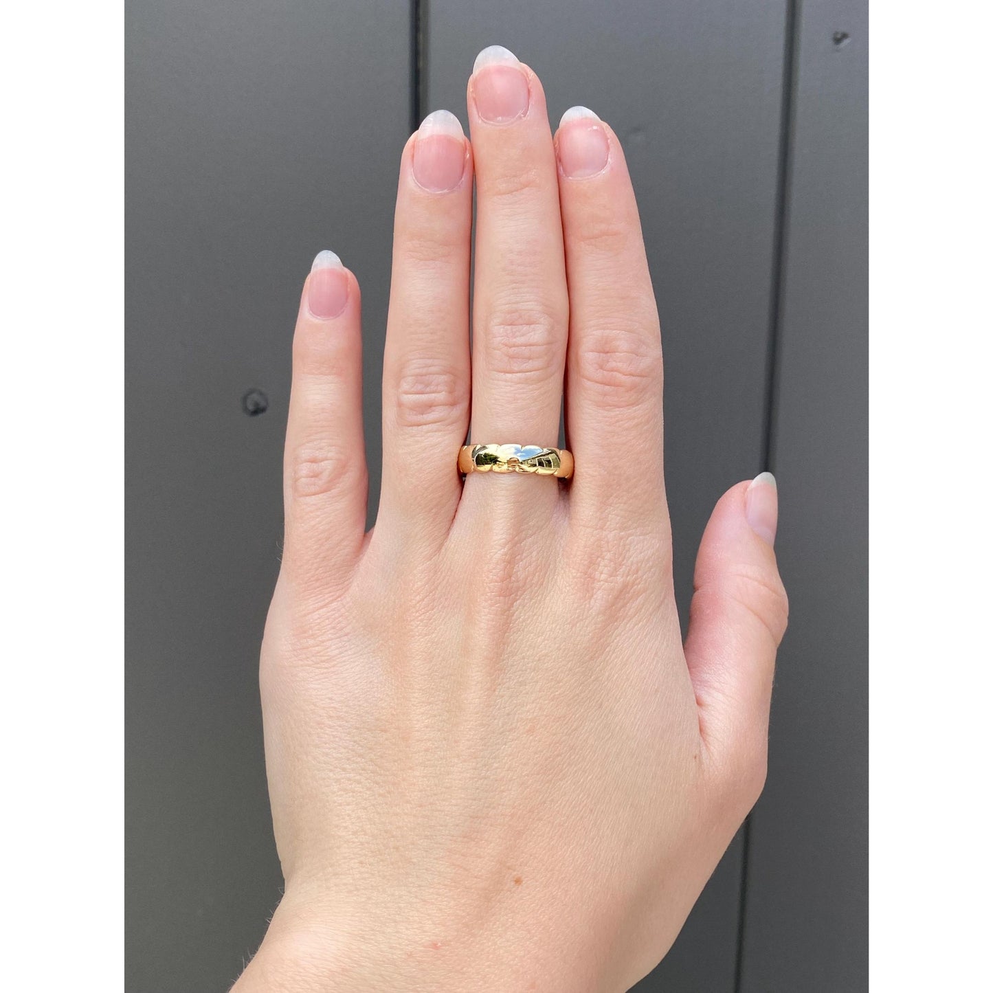 Vintage Solid 14k Yellow Gold Scalloped Twist Ring Band - Size 9.75