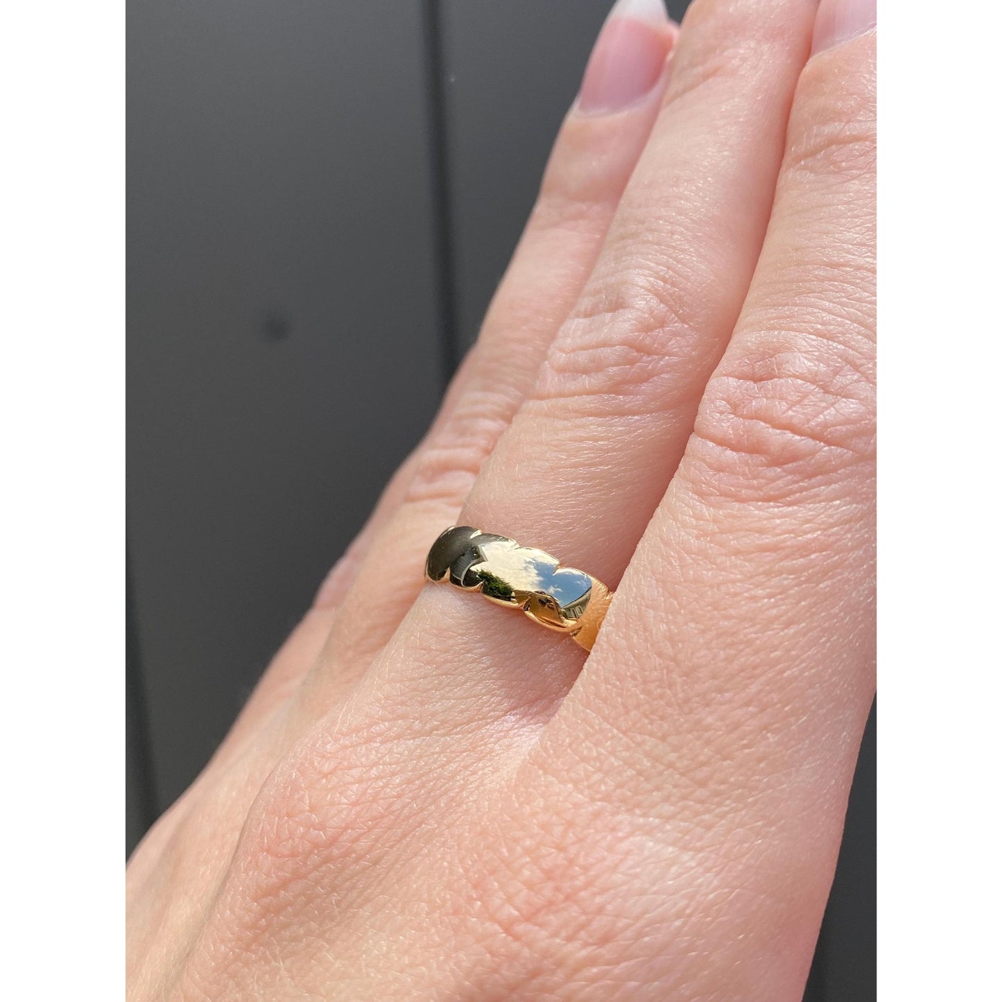 Vintage Solid 14k Yellow Gold Scalloped Twist Ring Band - Size 9.75