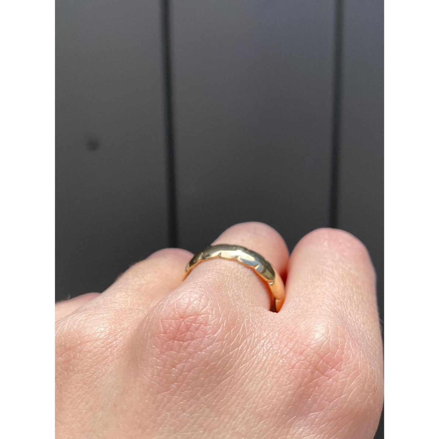 Vintage Solid 14k Yellow Gold Scalloped Twist Ring Band - Size 9.75