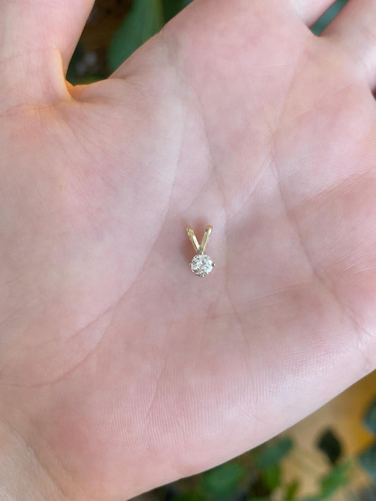 Solid 14k White & Yellow Gold Diamond Charm