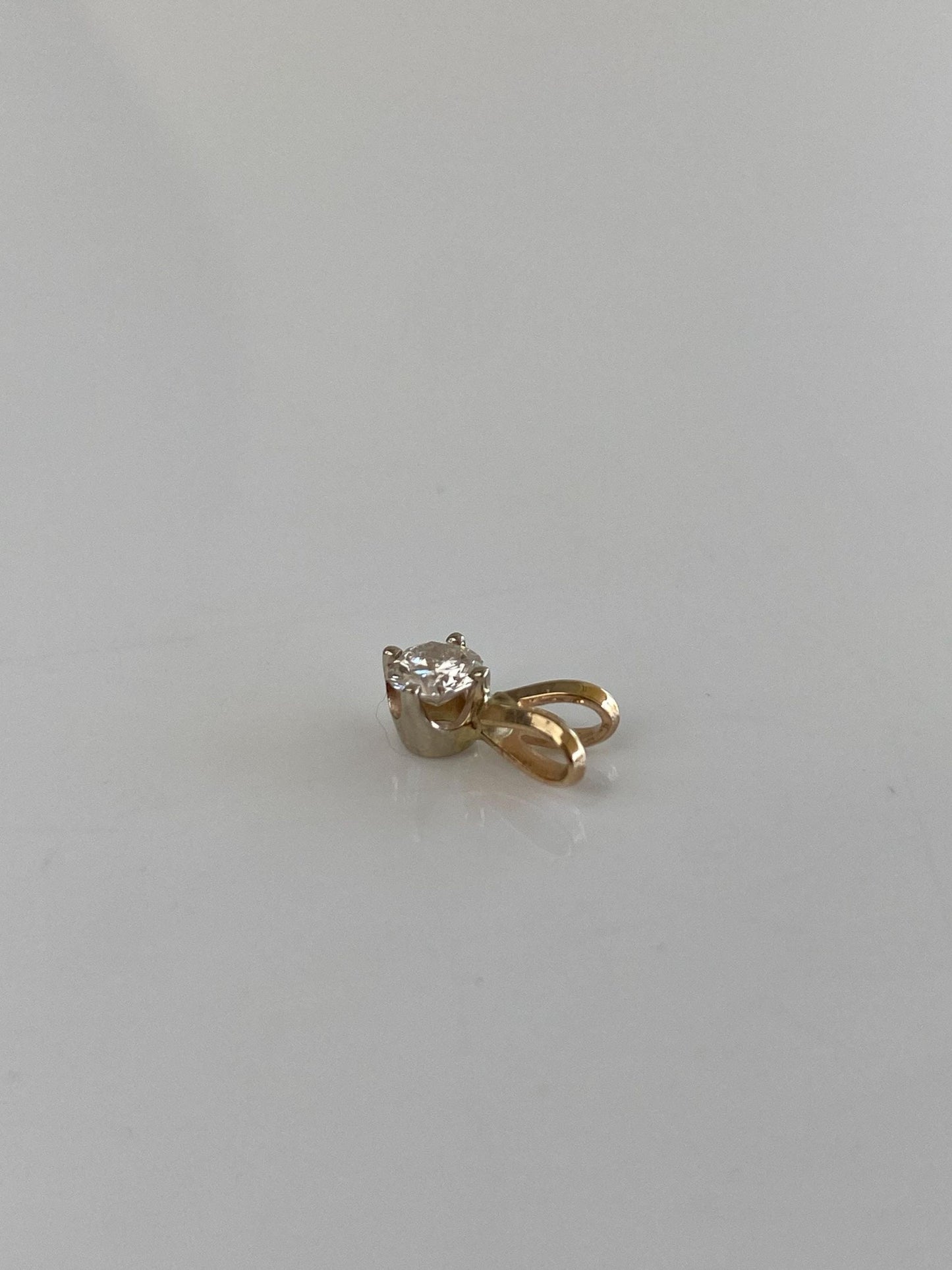 Solid 14k White & Yellow Gold Diamond Charm