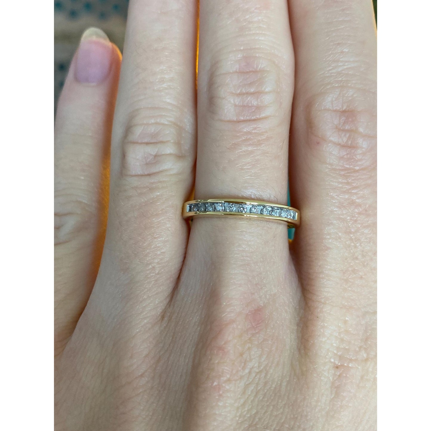 Vintage Solid 18k Yellow Gold Diamond Ring Band - Size 6.75