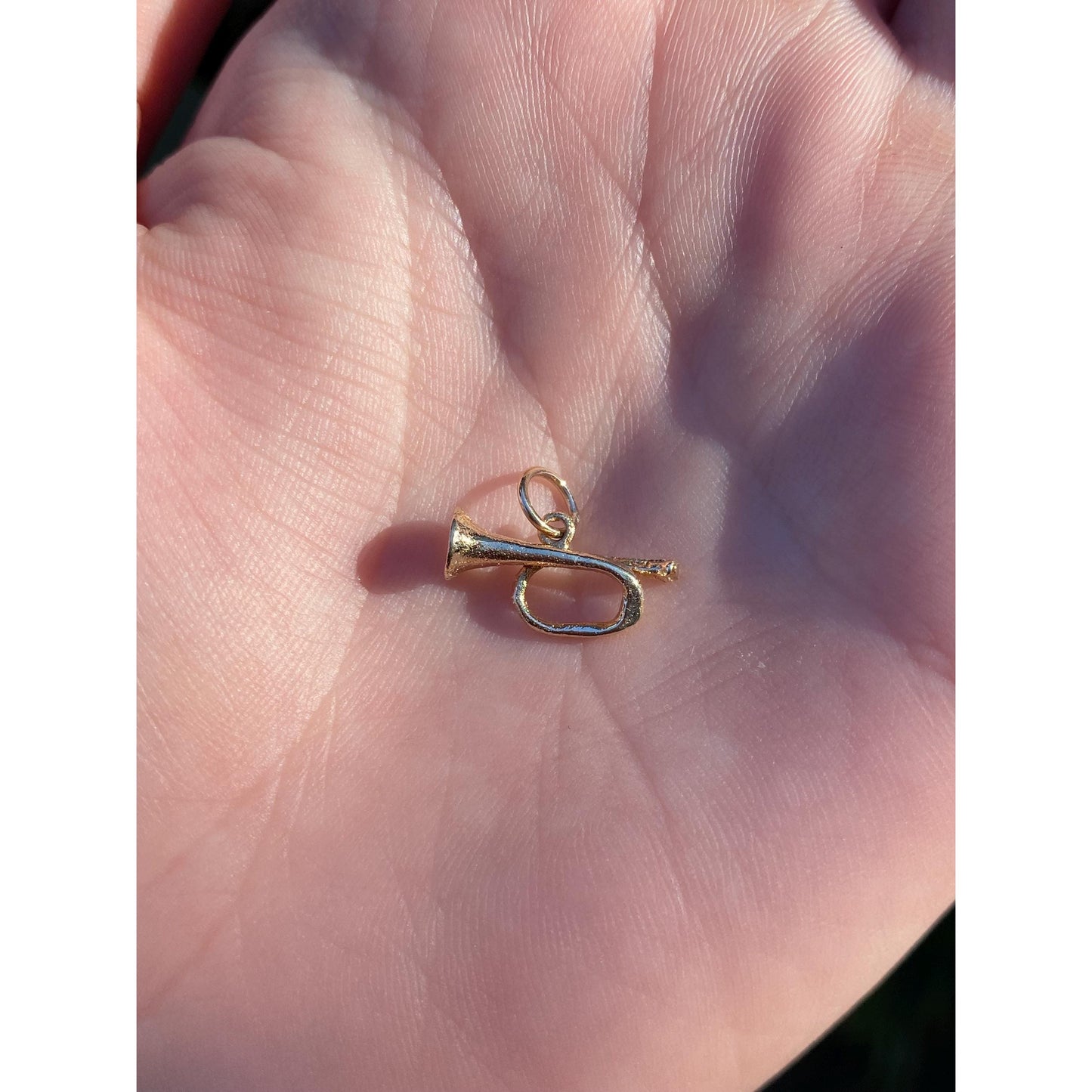 Vintage Solid 14k Yellow Gold Trumpet Charm