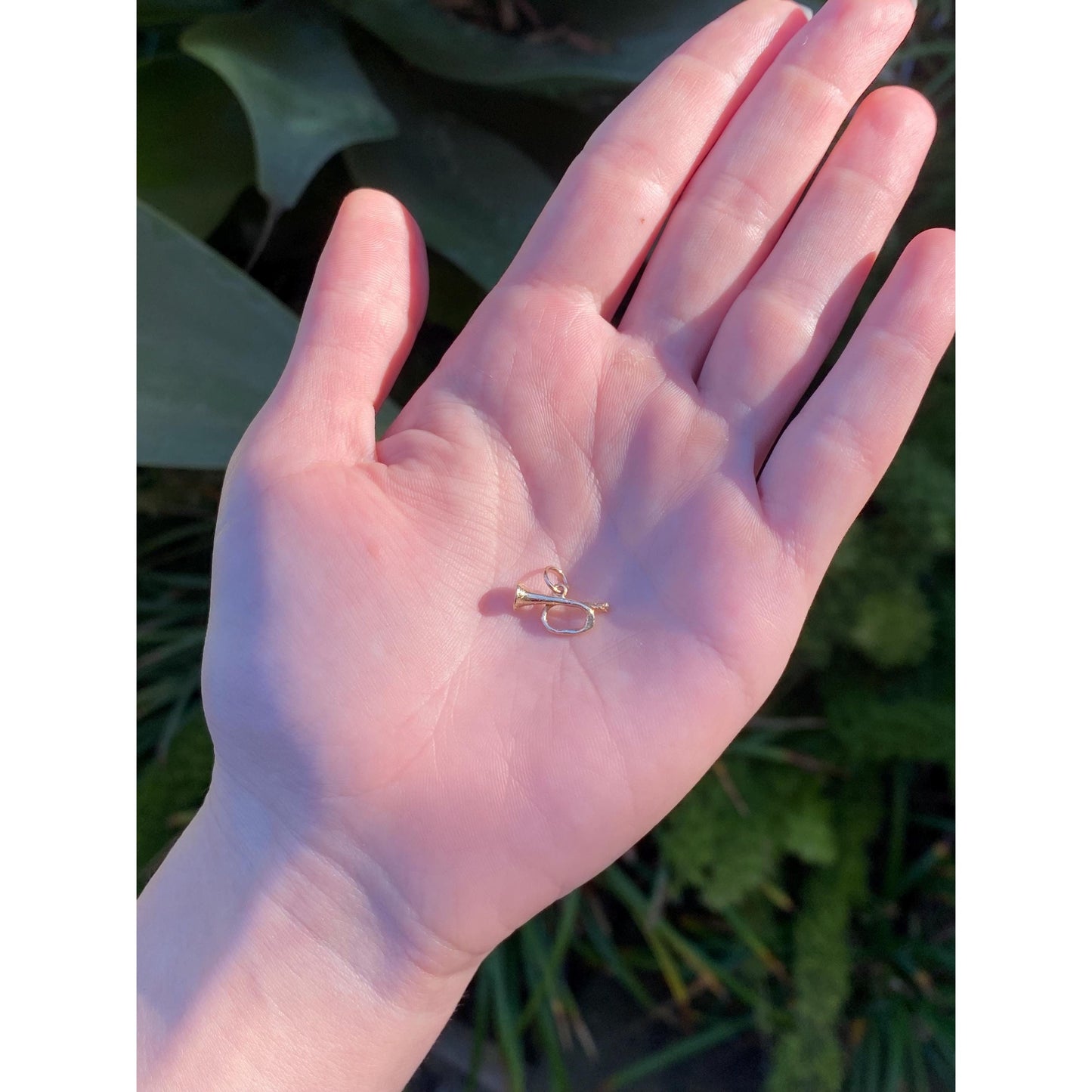 Vintage Solid 14k Yellow Gold Trumpet Charm