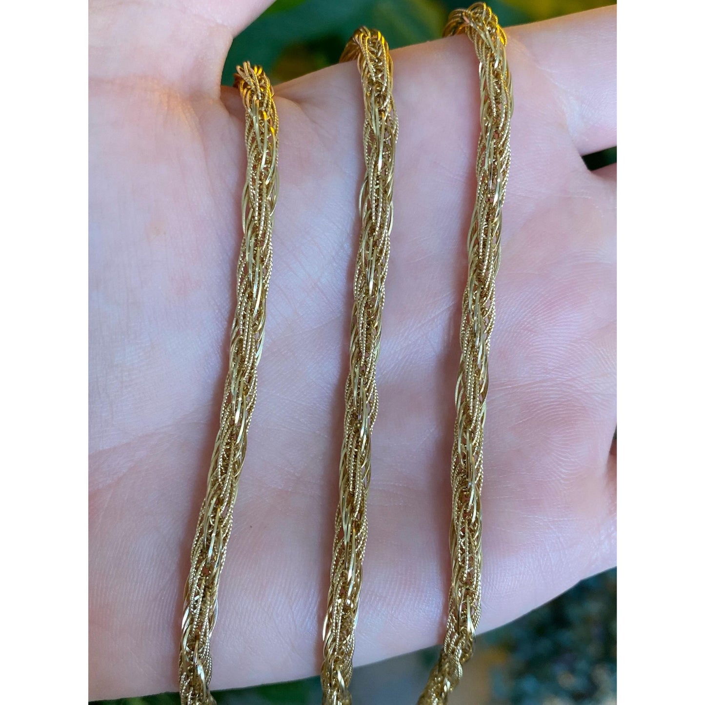 Solid 14k Yellow Gold Woven Twist Chain Necklace - 18 inches