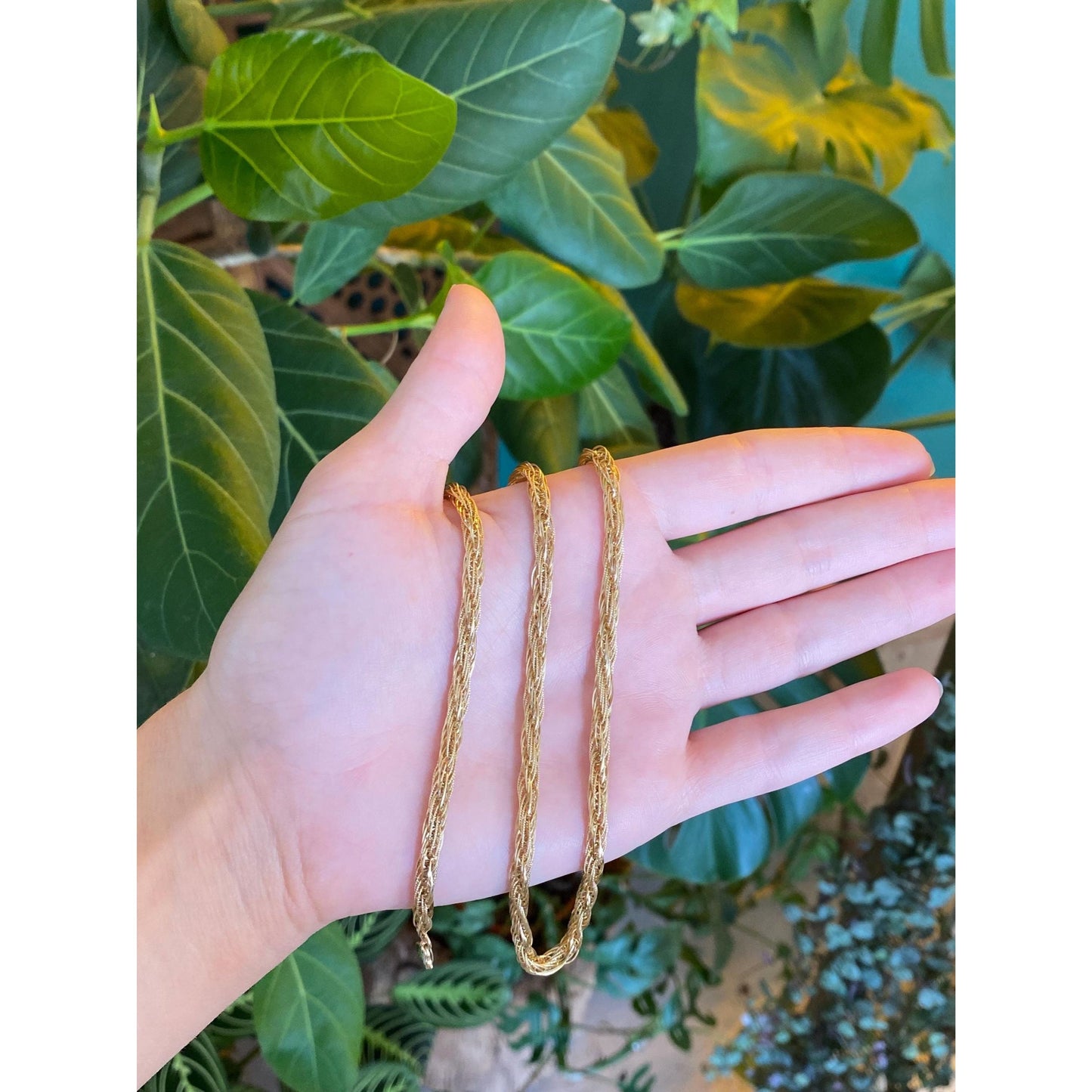 Solid 14k Yellow Gold Woven Twist Chain Necklace - 18 inches