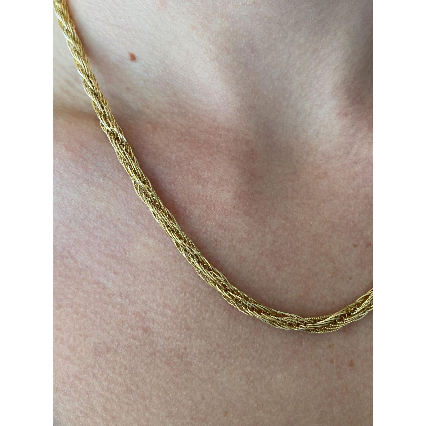 Solid 14k Yellow Gold Woven Twist Chain Necklace - 18 inches