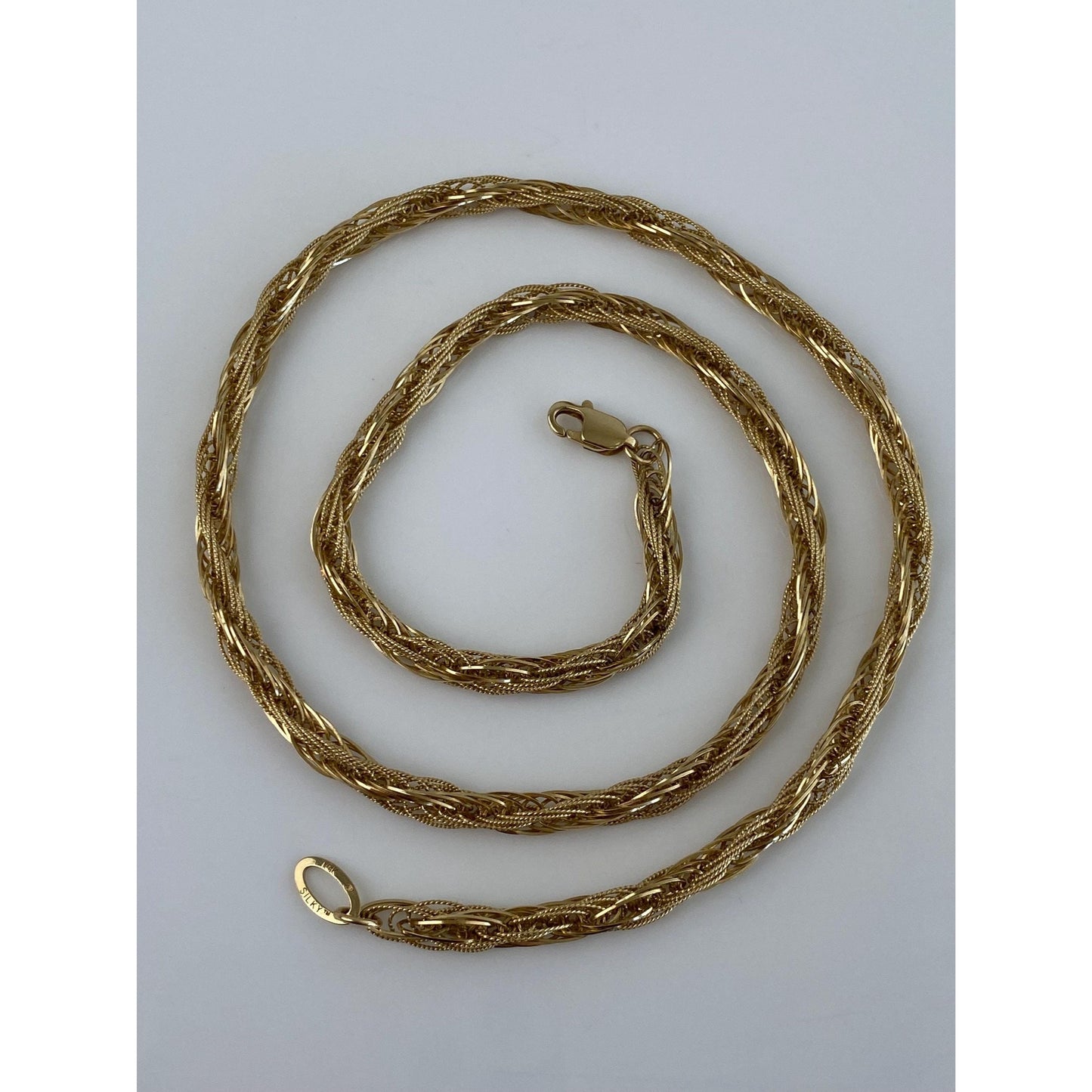 Solid 14k Yellow Gold Woven Twist Chain Necklace - 18 inches