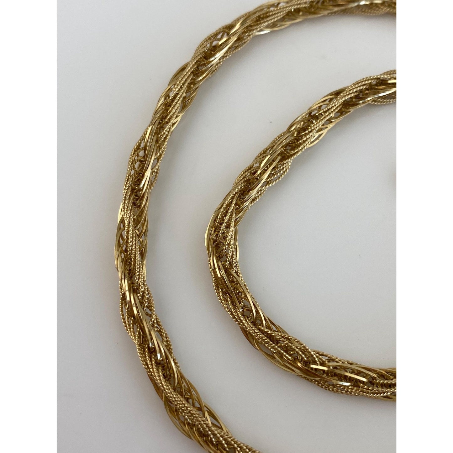 Solid 14k Yellow Gold Woven Twist Chain Necklace - 18 inches