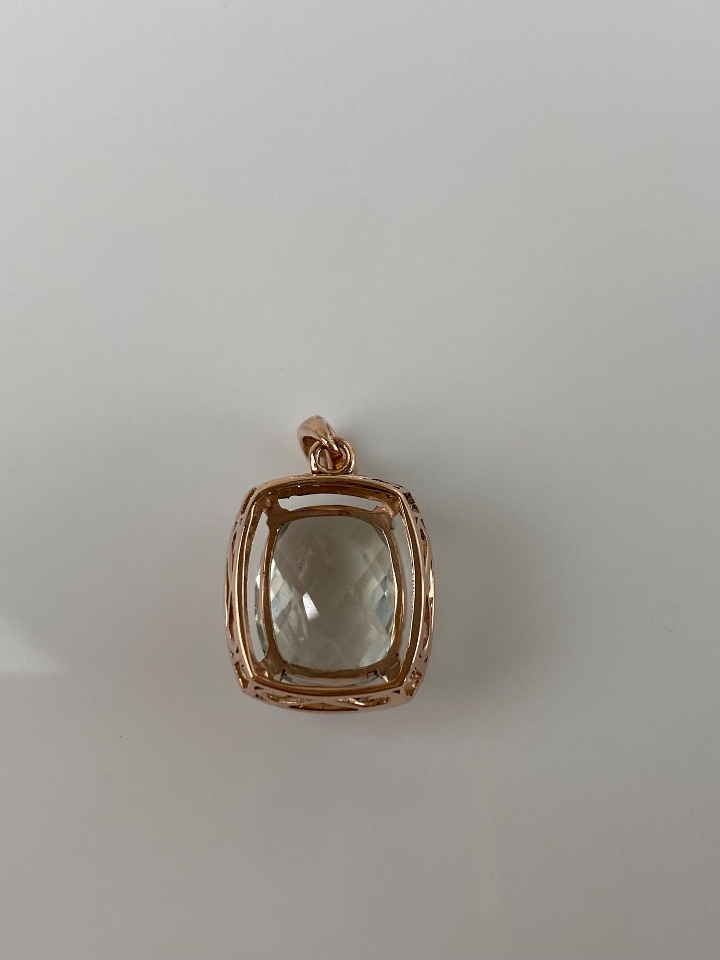 Vintage Solid 14k Rose Gold Diamond Halo Quartz Charm