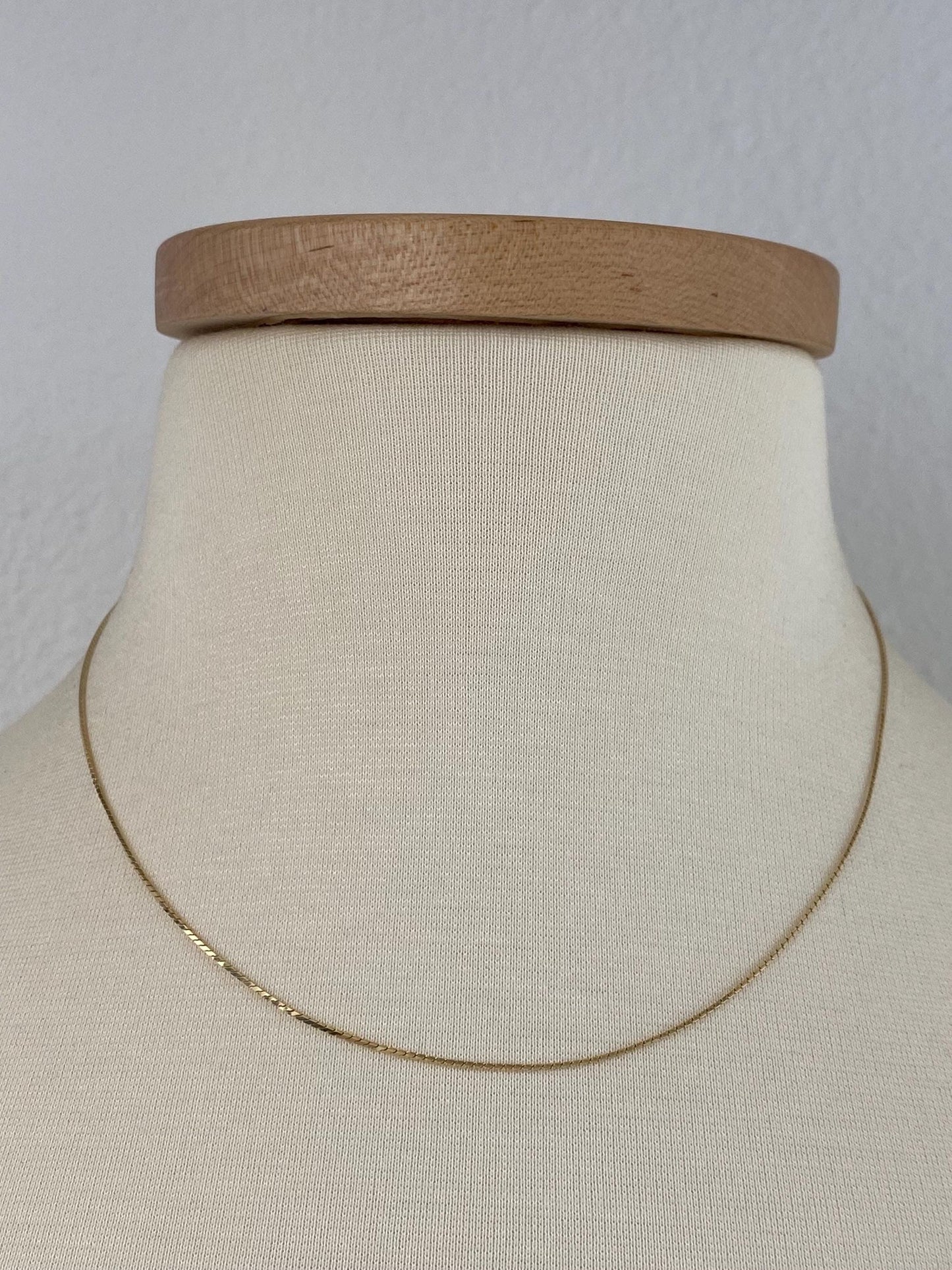 Vintage Solid 14k Yellow Gold Square Serpentine Chain Necklace - 17.25 inches
