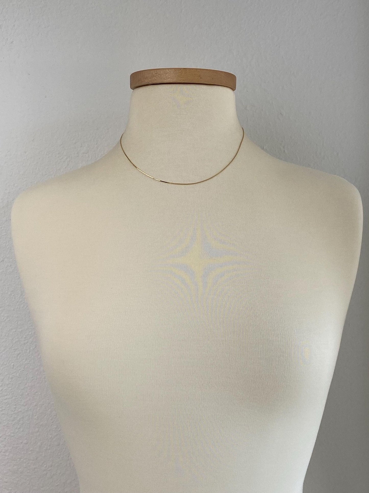 Vintage Solid 14k Yellow Gold Square Serpentine Chain Necklace - 17.25 inches