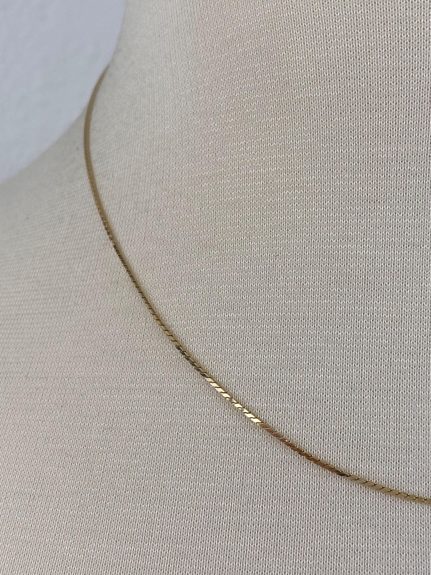 Vintage Solid 14k Yellow Gold Square Serpentine Chain Necklace - 17.25 inches