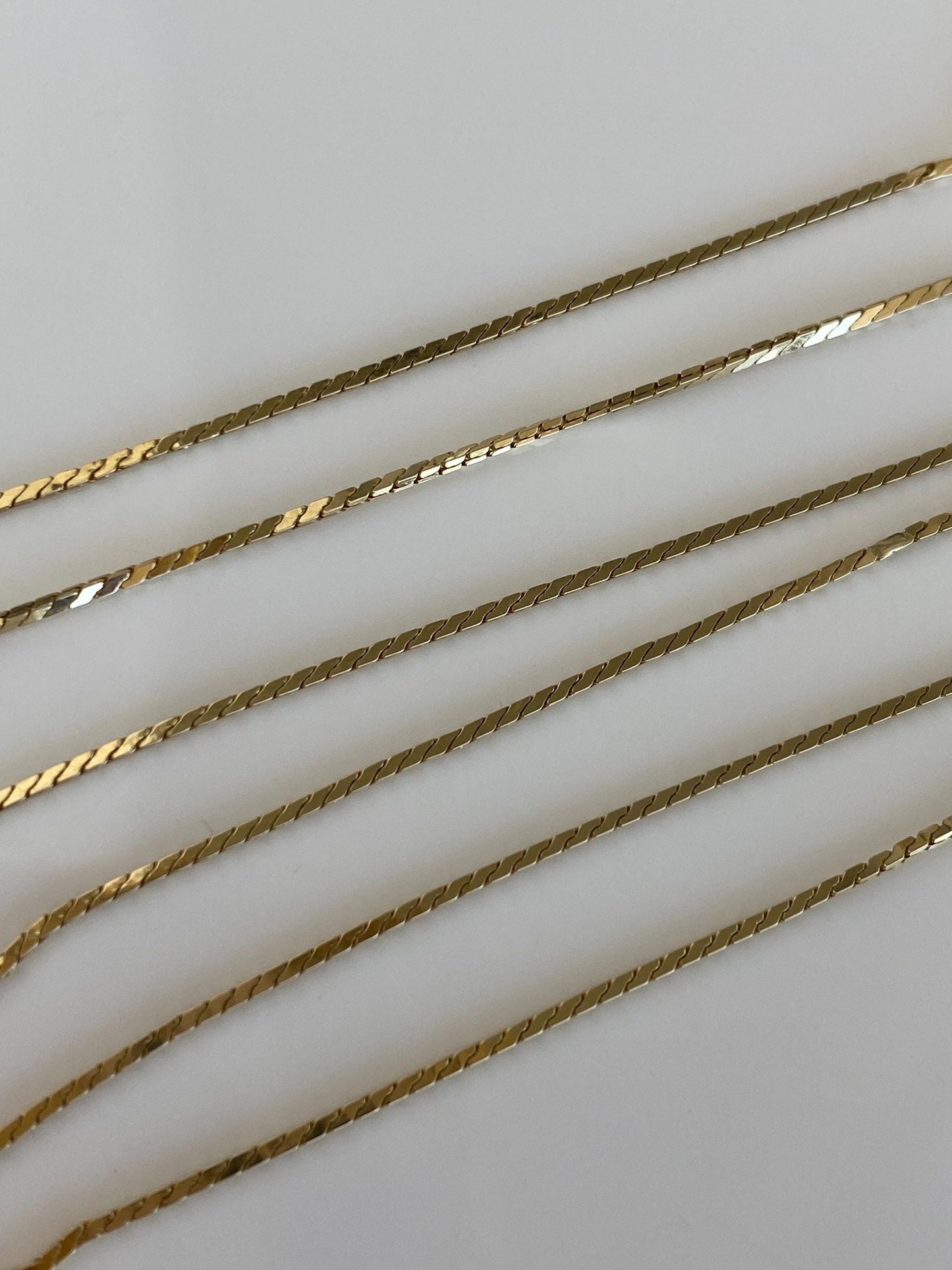 Vintage Solid 14k Yellow Gold Square Serpentine Chain Necklace - 17.25 inches
