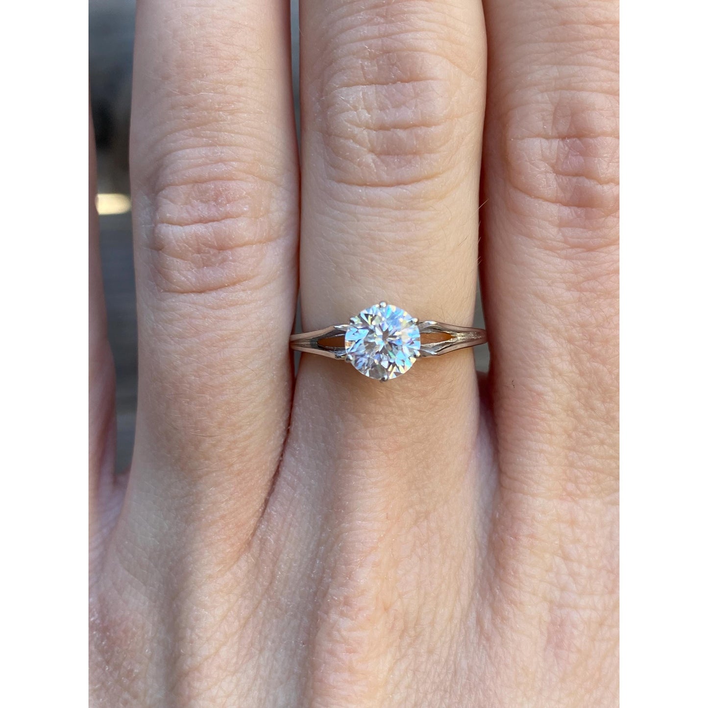 Solid 14k White Gold Cubic Zirconia Ring - Size 6