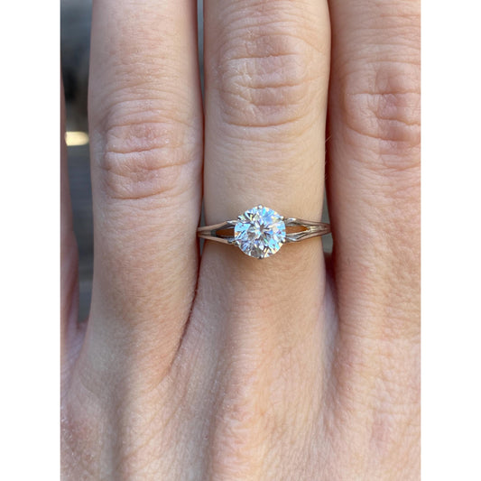 Solid 14k White Gold Cubic Zirconia Ring - Size 6