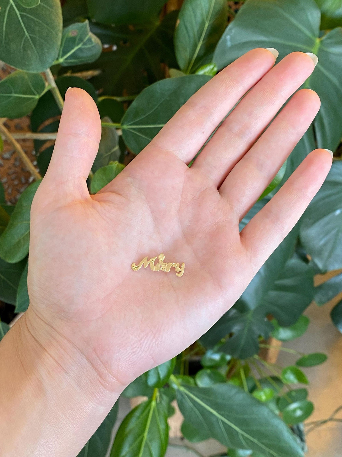 Solid 14k Yellow Gold Diamond Cut 'Mary' Name Charm