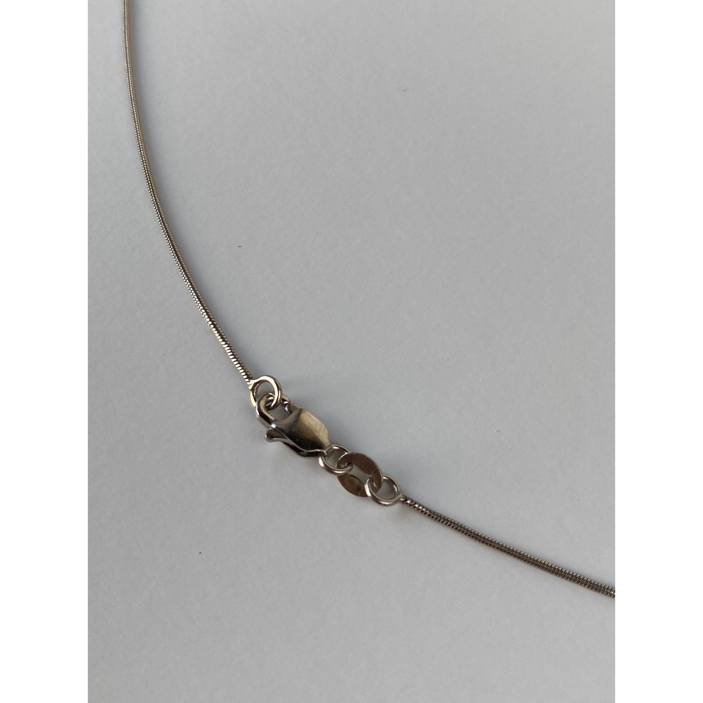 Vintage Solid 14k White Gold Topaz Snake Chain Lariat Necklace - 18.25 inches