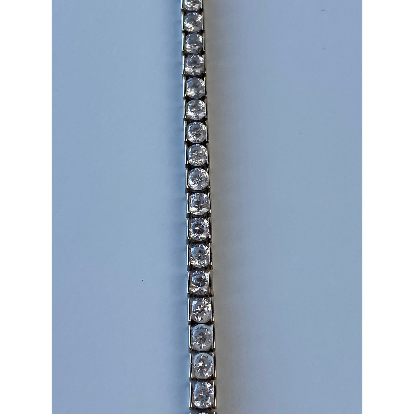 Solid 14k White Gold Cubic Zirconia Tennis Bracelet - 7.5 inches