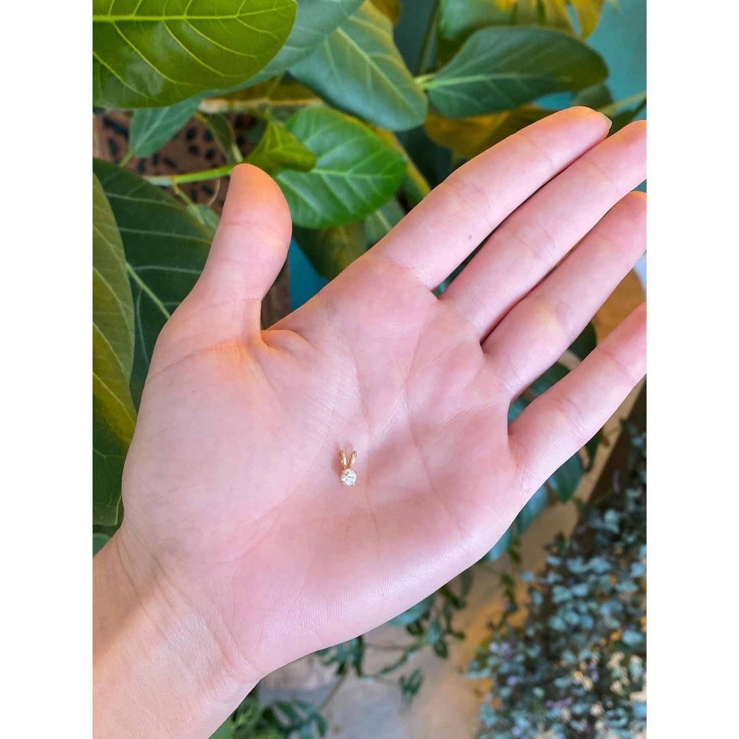 Vintage Solid 14k Yellow Gold Cubic Zirconia Charm