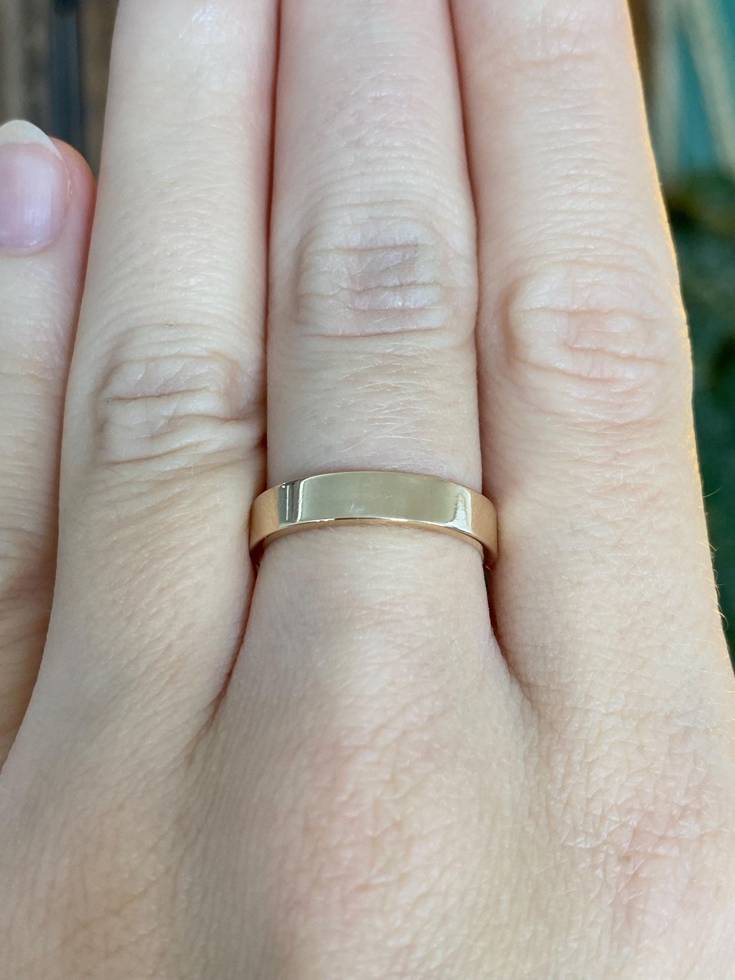 Vintage Solid 14k Yellow Gold Straight Edge Ring Band - Size 6.75