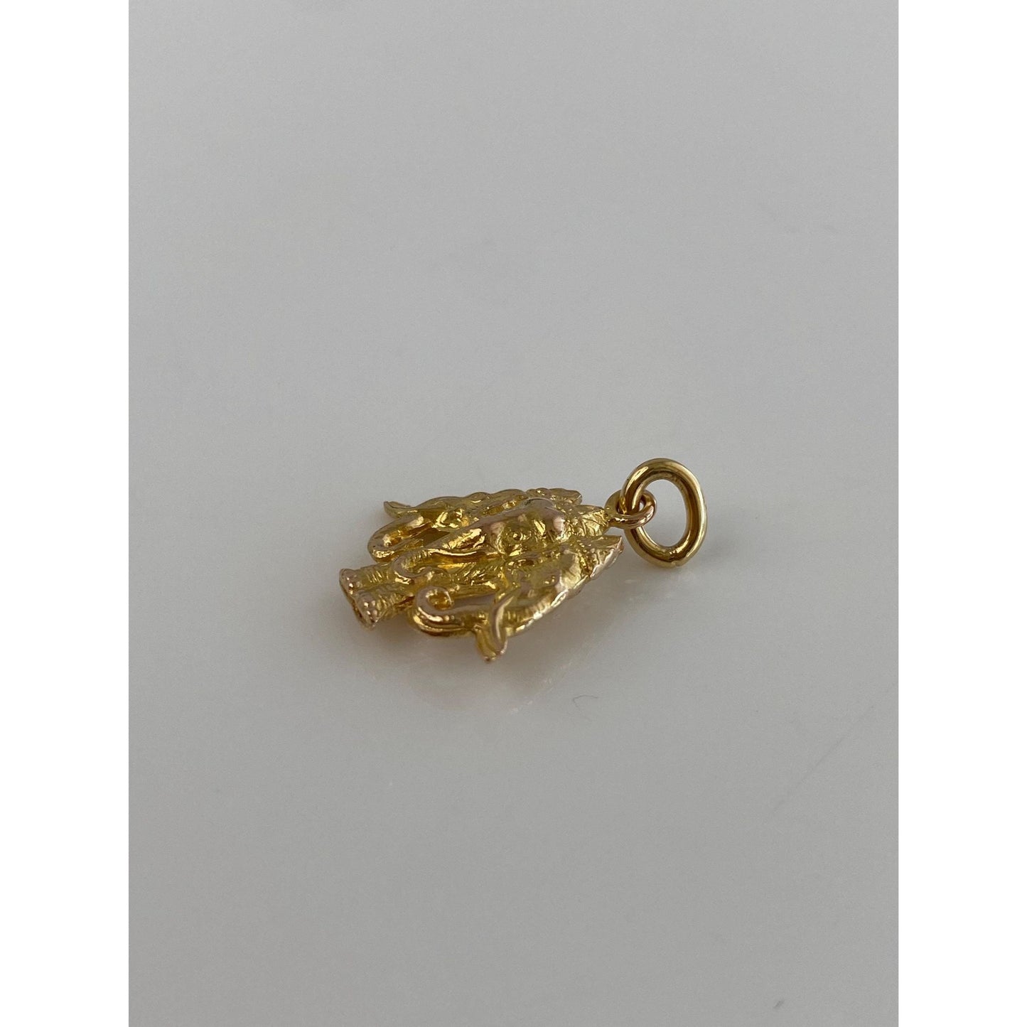 Vintage Solid 14k Yellow Gold Thai Three Elephant Head Charm