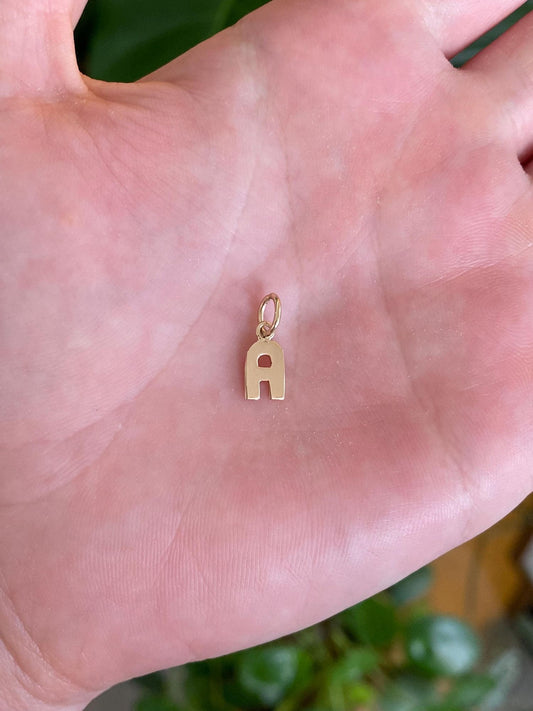 Solid 14k Yellow Gold Initial 'A' Charm