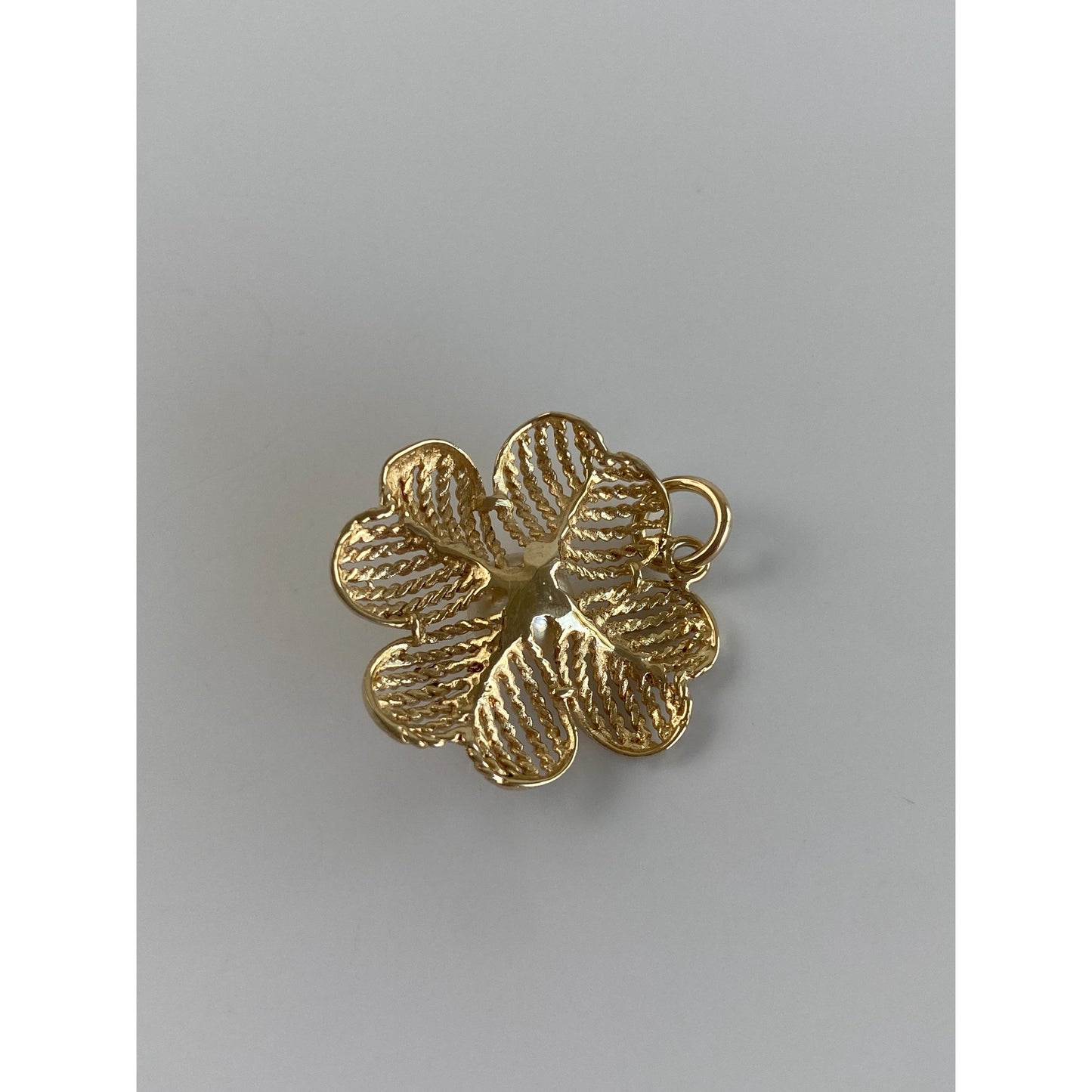 Vintage Solid 14k Yellow Gold Pearl Four Leaf Clover Charm