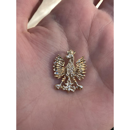 Vintage Solid 14k Yellow Gold Diamond Cut Eagle Charm