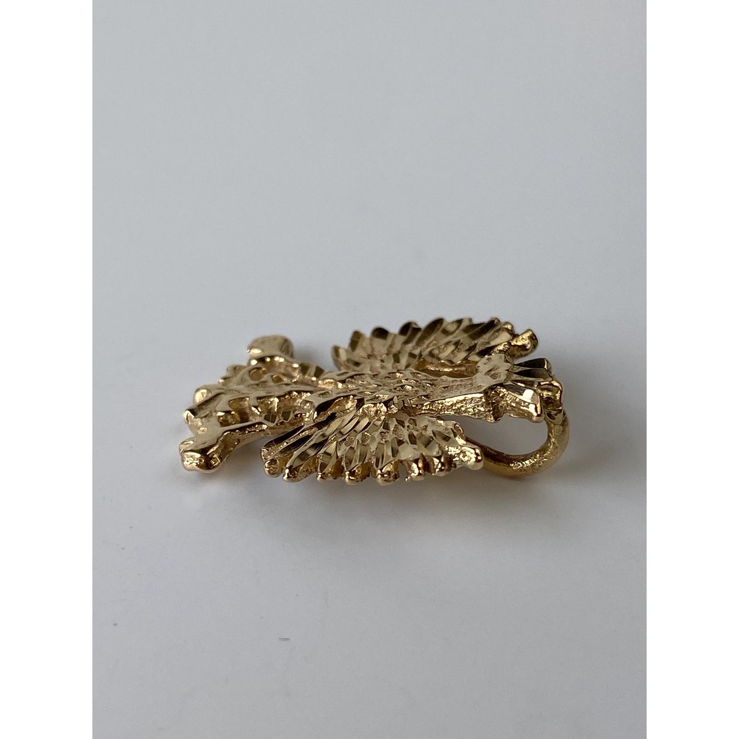 Vintage Solid 14k Yellow Gold Diamond Cut Eagle Charm