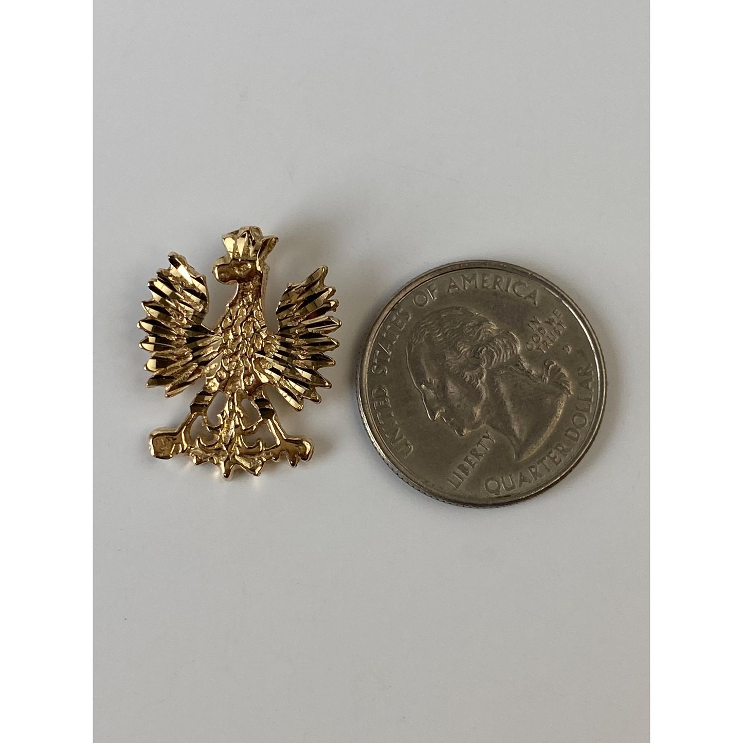 Vintage Solid 14k Yellow Gold Diamond Cut Eagle Charm