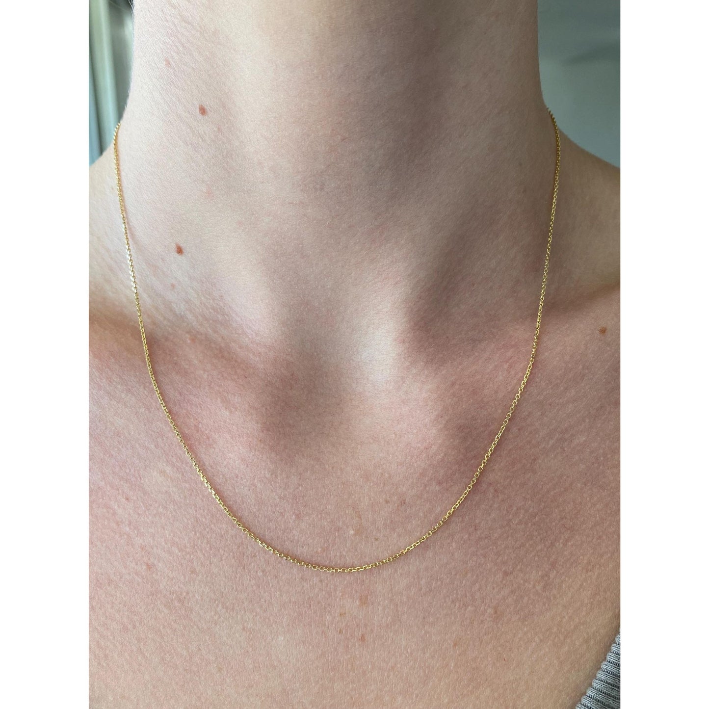 Vintage Solid 14k Yellow Gold Tight Cable Chain Necklace - 18 inches