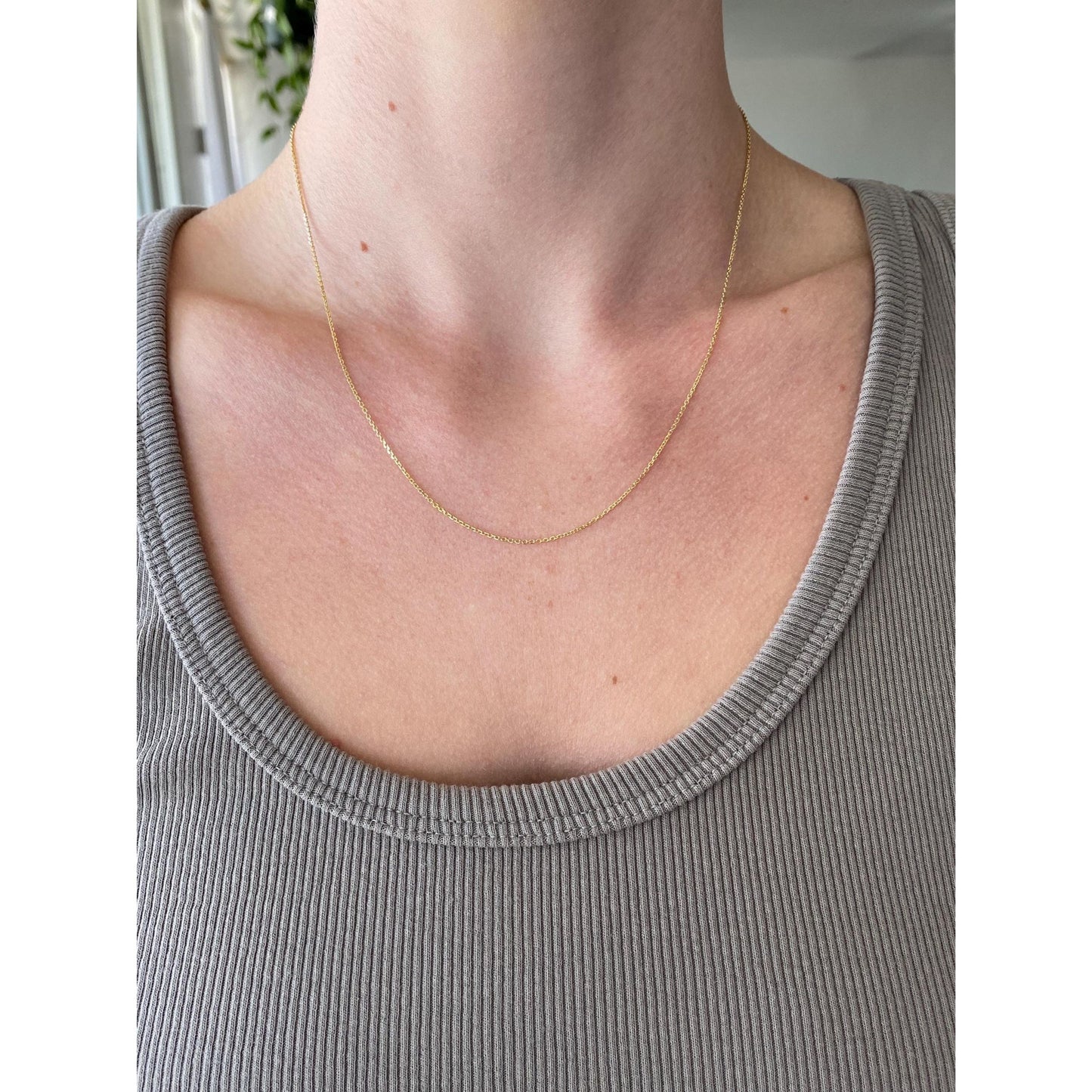 Vintage Solid 14k Yellow Gold Tight Cable Chain Necklace - 18 inches