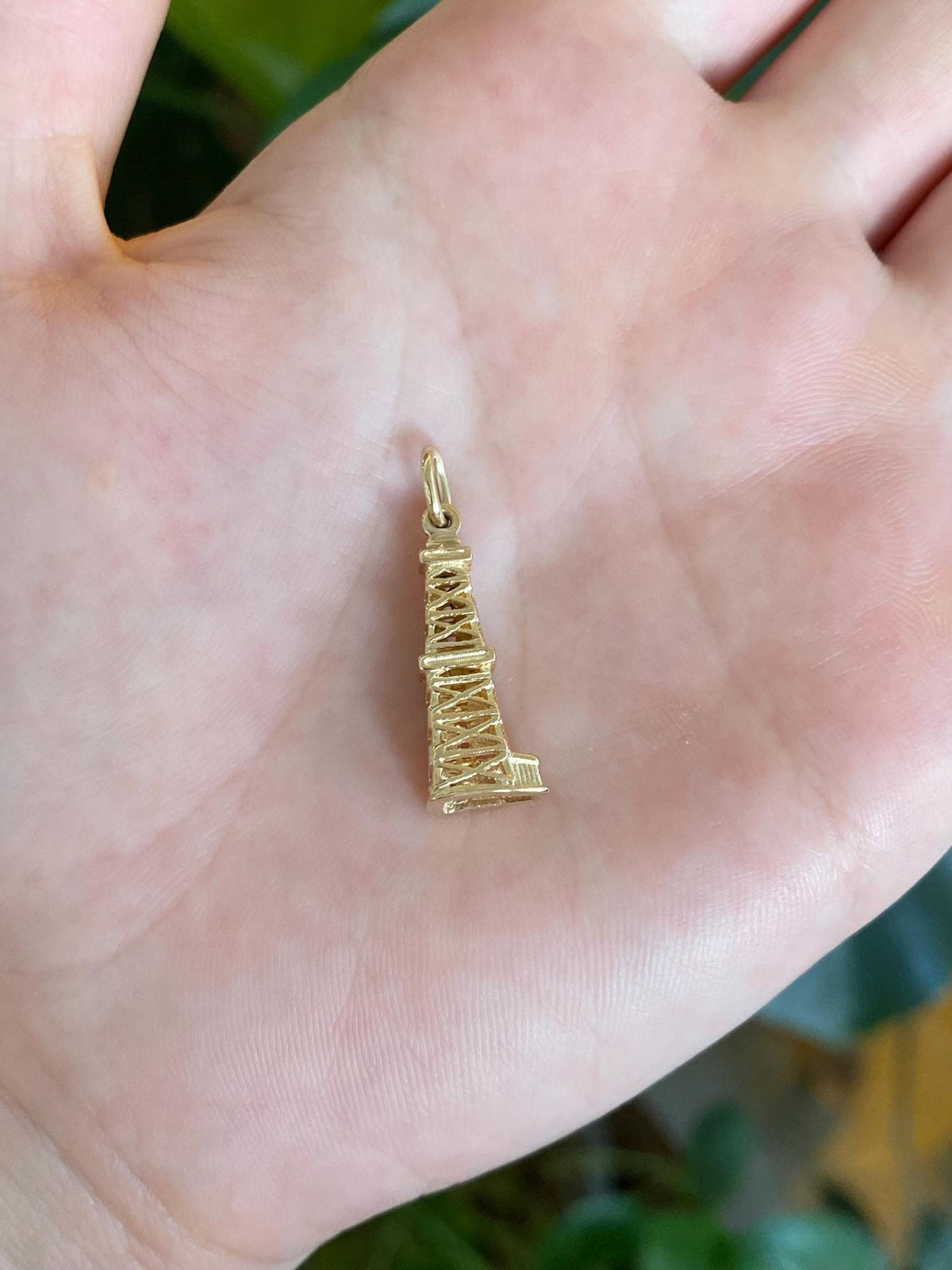 Vintage Solid 14k Yellow Gold Oil Rig Water Tower Charm