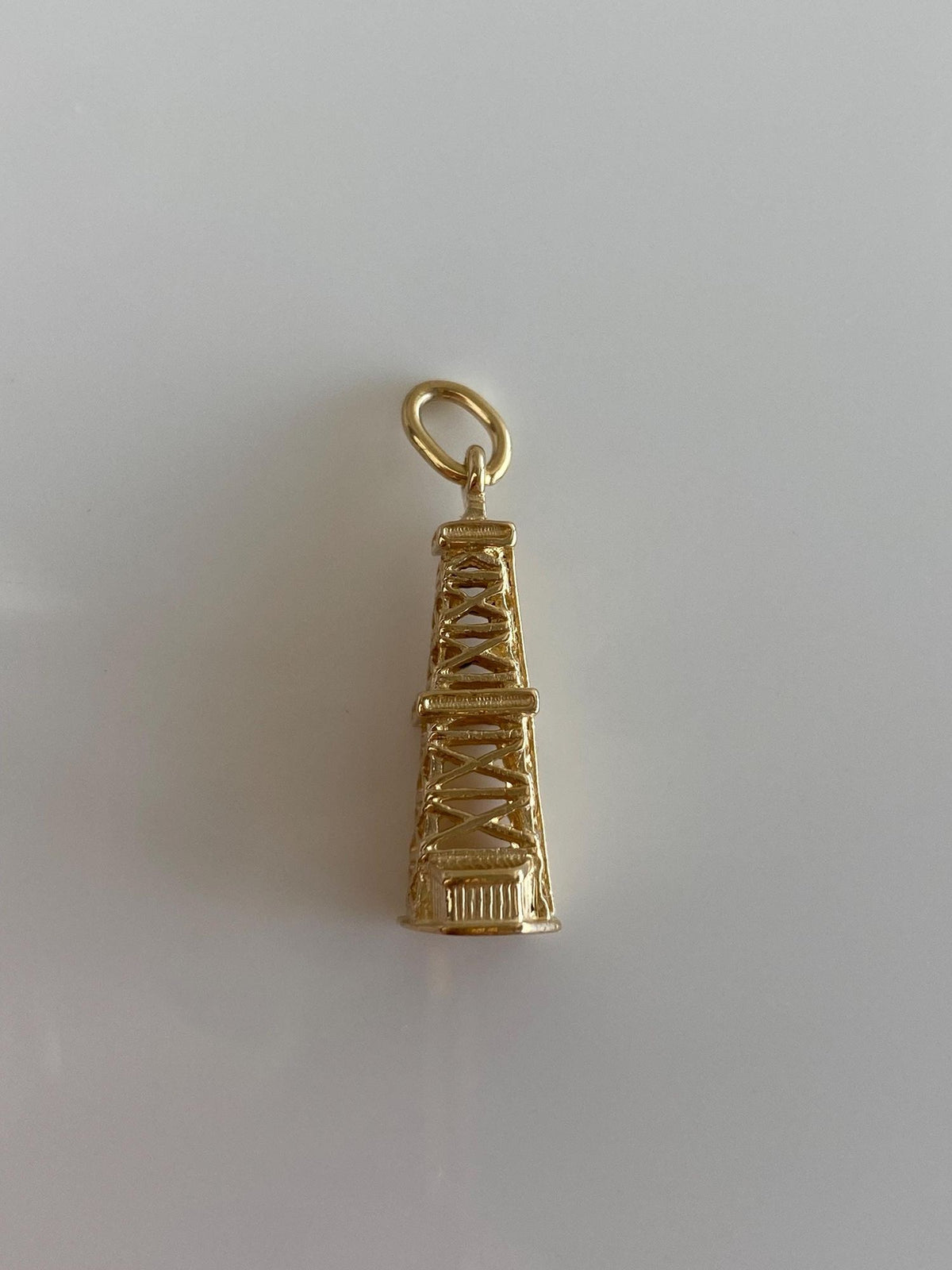Vintage Solid 14k Yellow Gold Oil Rig Water Tower Charm