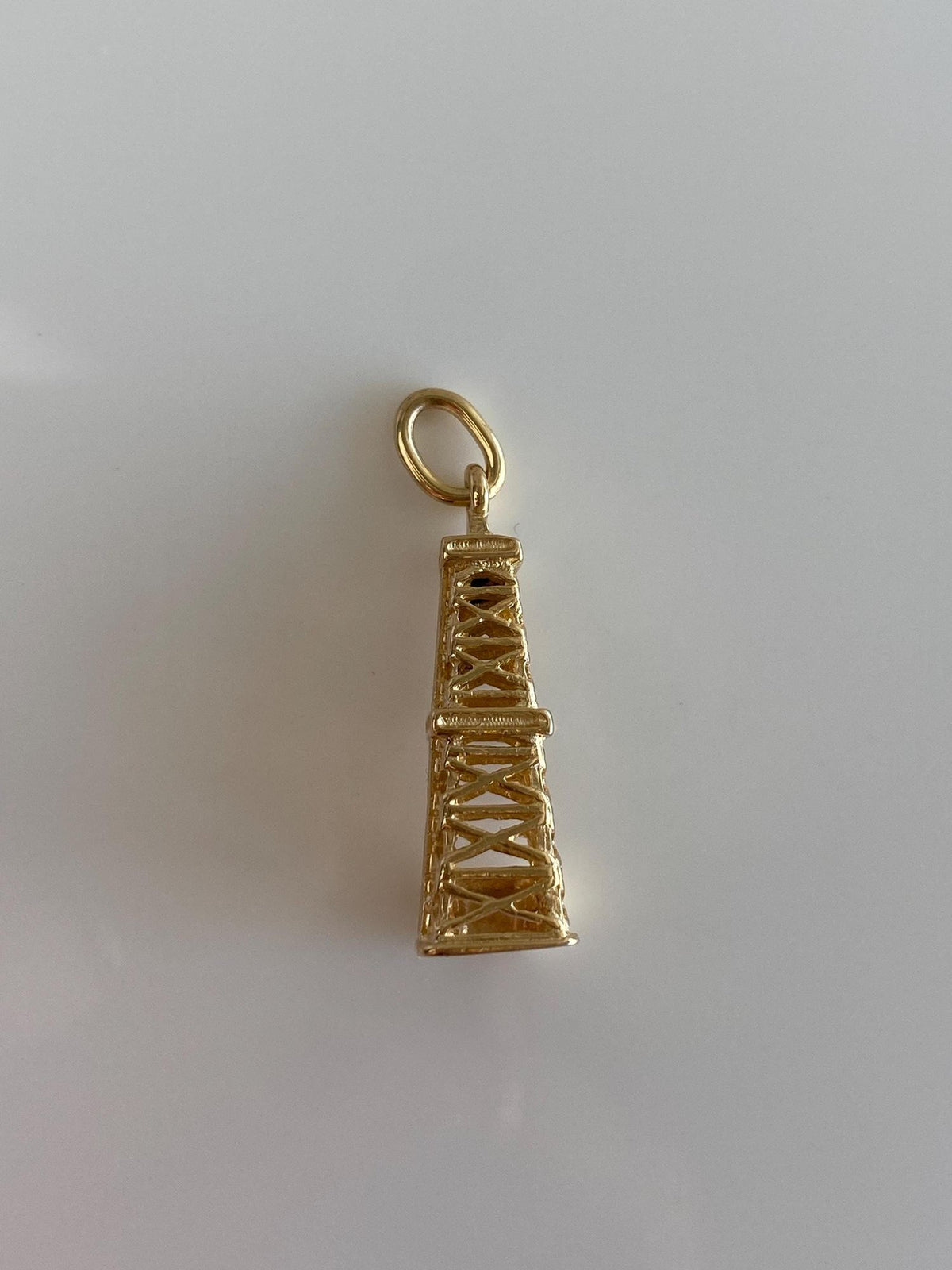 Vintage Solid 14k Yellow Gold Oil Rig Water Tower Charm