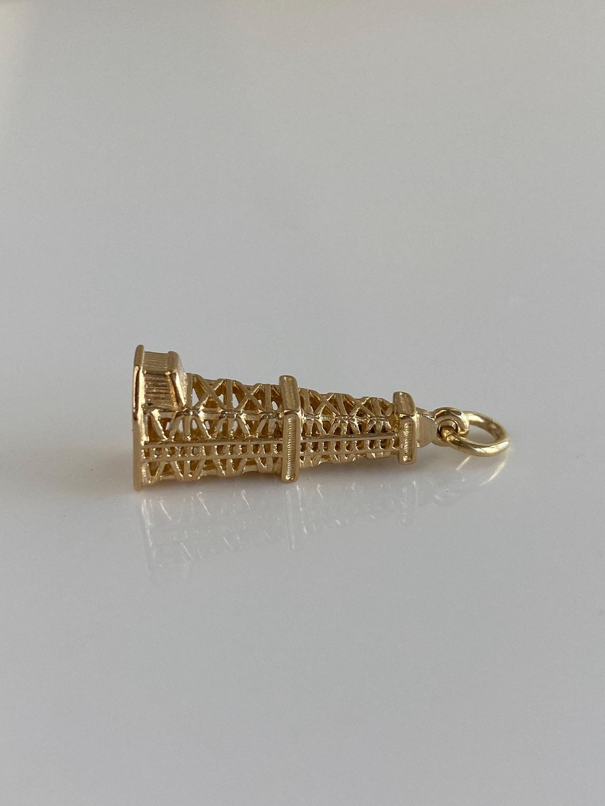 Vintage Solid 14k Yellow Gold Oil Rig Water Tower Charm
