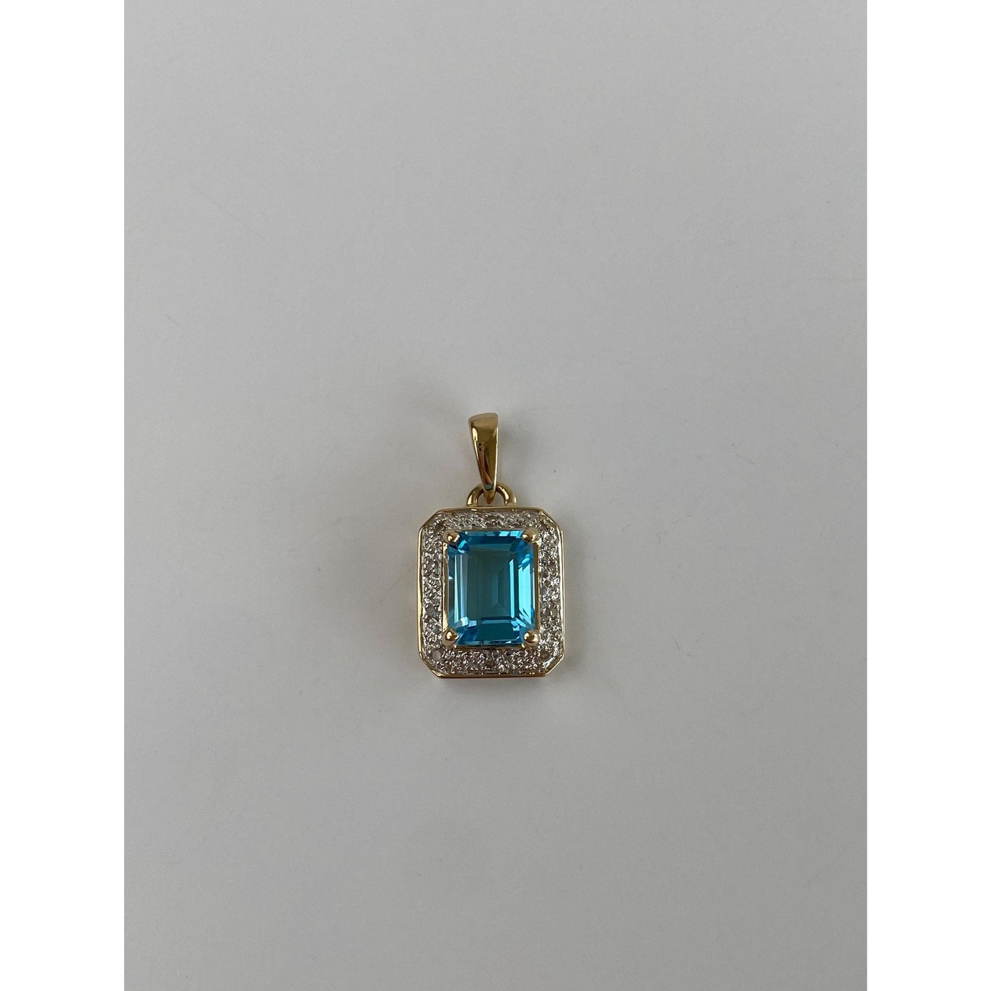 Solid 14k White & Yellow Gold Topaz Diamond Charm