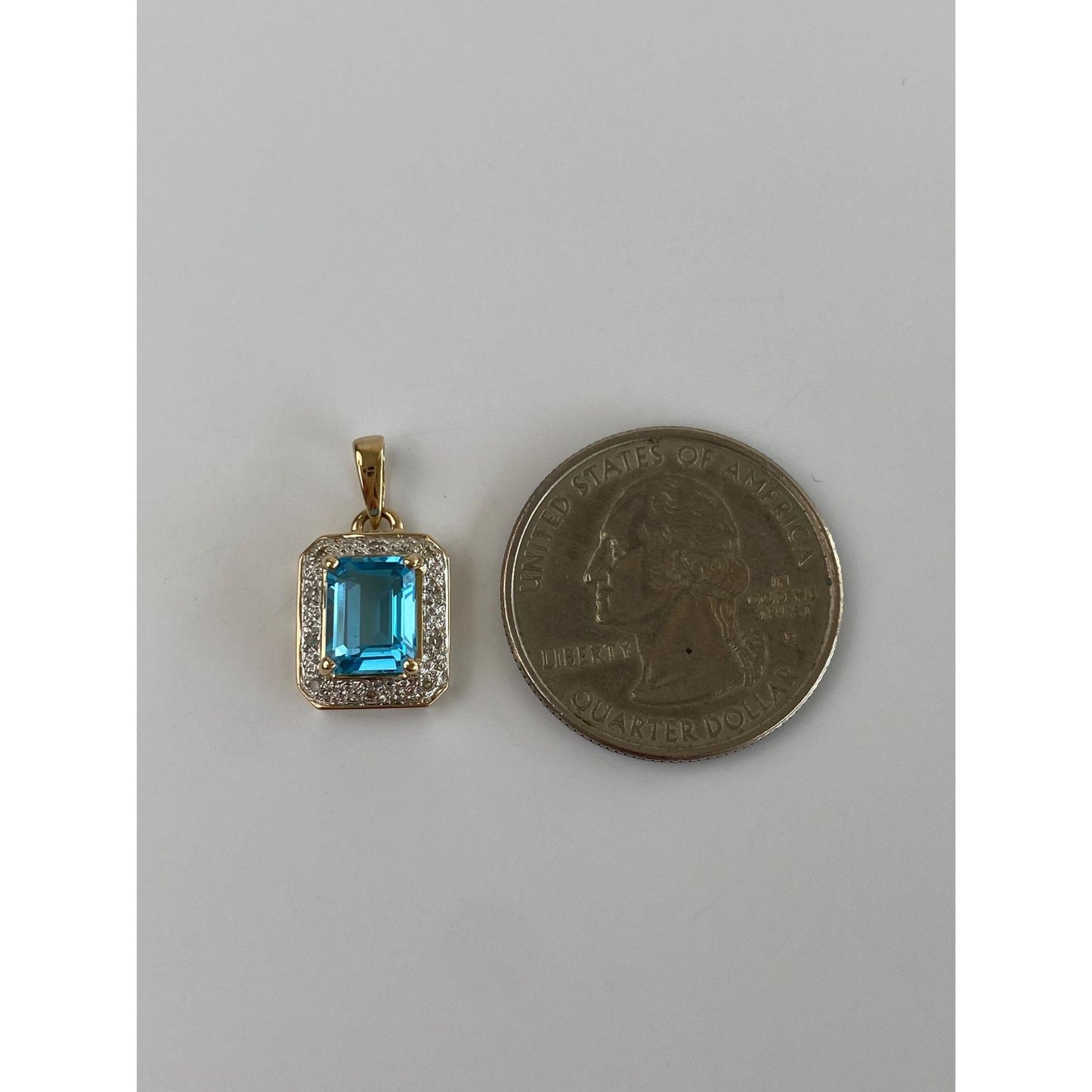 Solid 14k White & Yellow Gold Topaz Diamond Charm