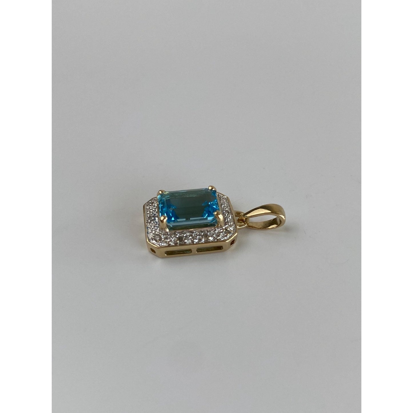 Solid 14k White & Yellow Gold Topaz Diamond Charm
