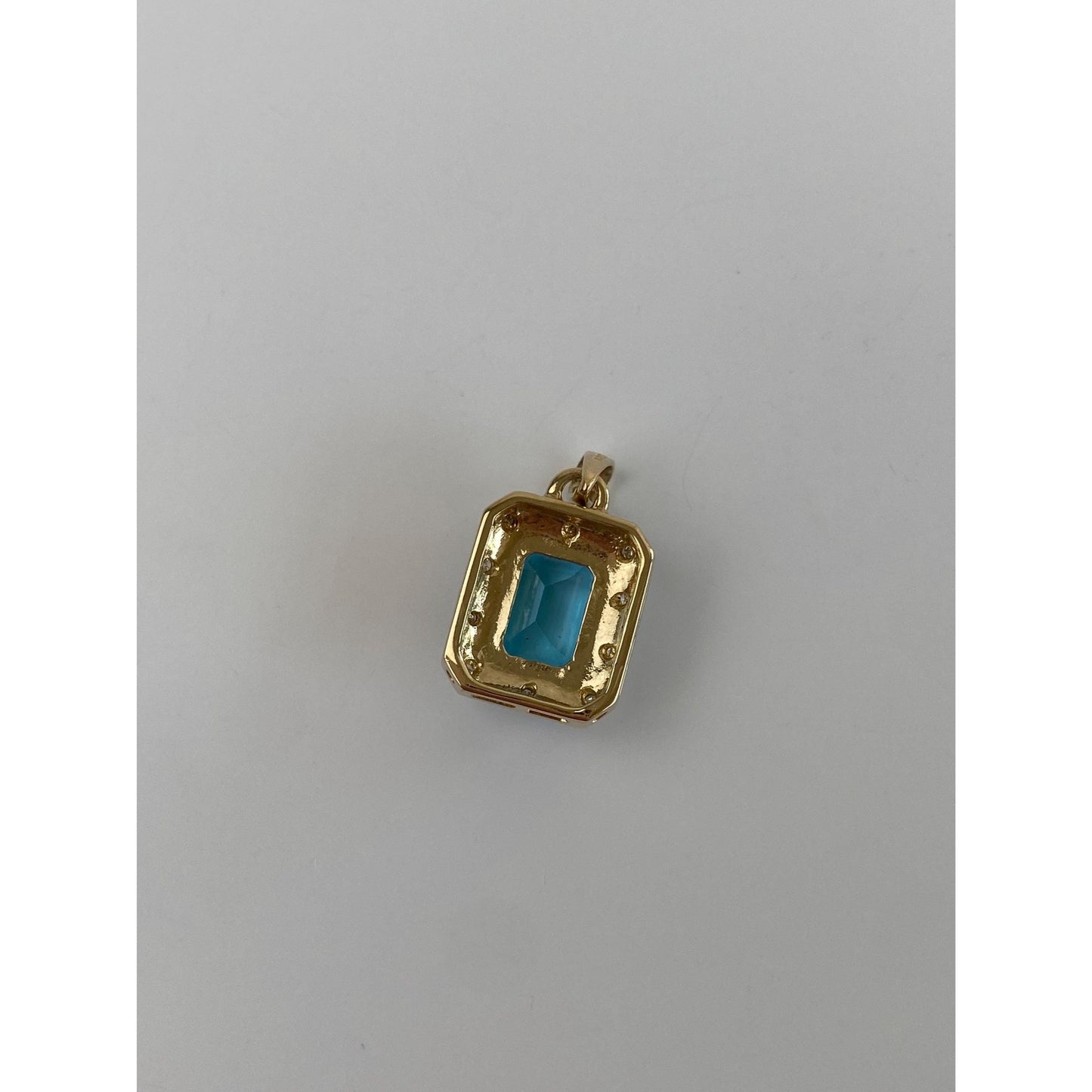 Solid 14k White & Yellow Gold Topaz Diamond Charm