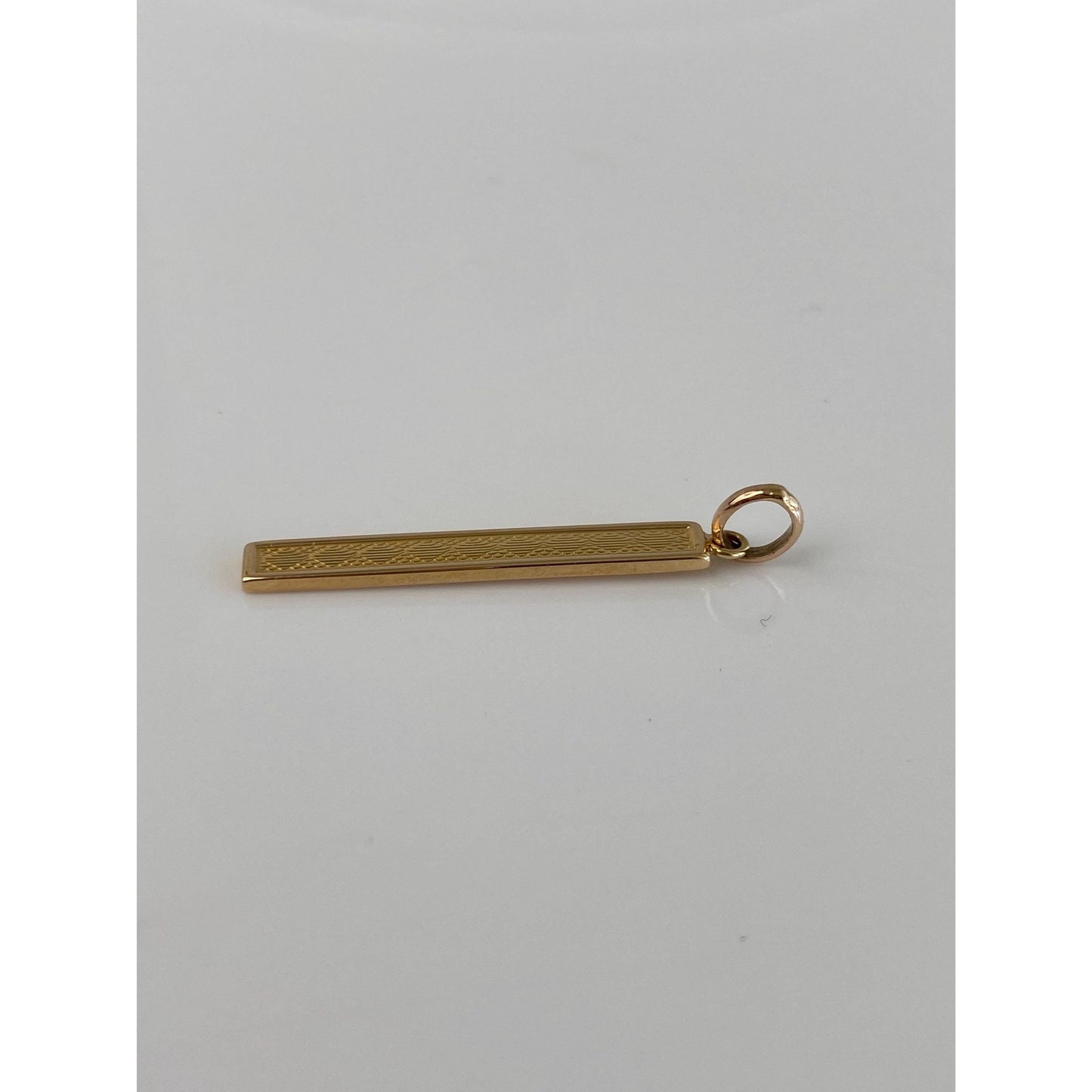 Vintage Solid 14k Yellow Gold Quilted Pattern Bar Charm