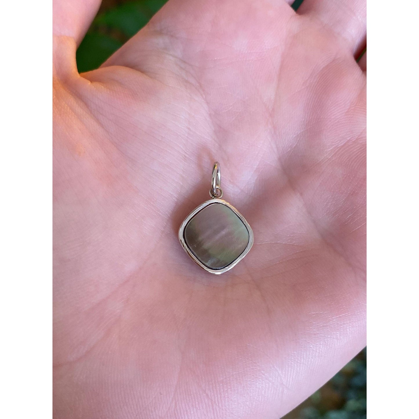 Vintage 14k White & Yellow Gold Peacock Pearl Cufflink Conversion Charm