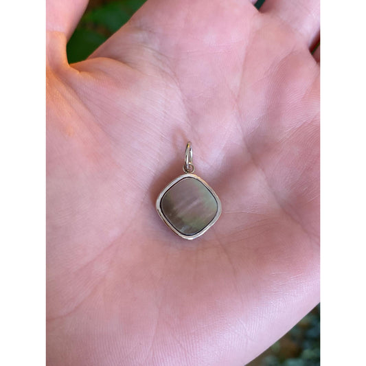 Vintage 14k White & Yellow Gold Peacock Pearl Cufflink Conversion Charm